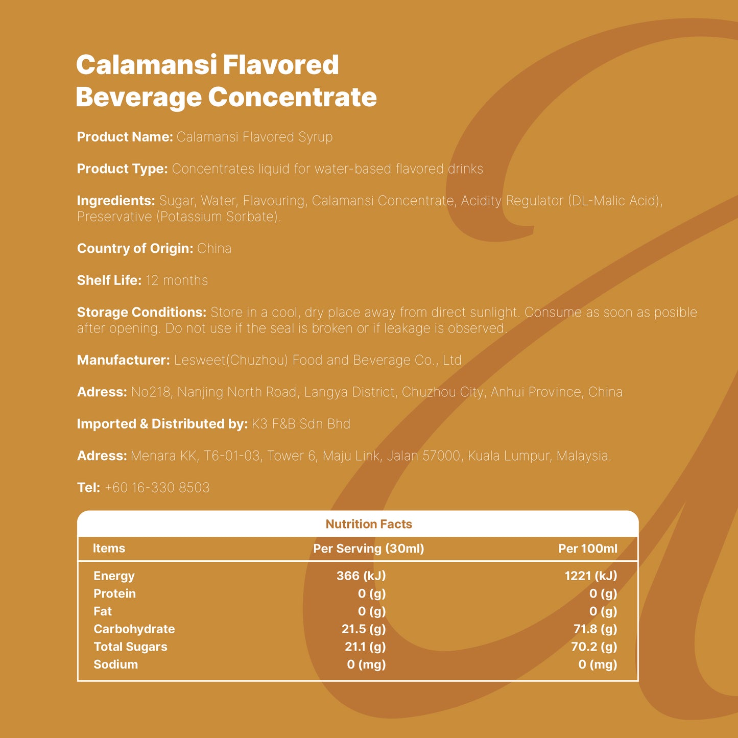 Amato Calamansi Flavored Syrup 950ml Halal
