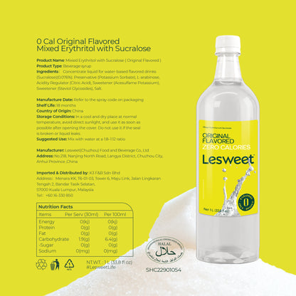 Lesweet 0 Cal Original Sweetener Syrup