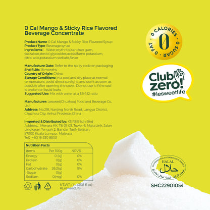Lesweet 0 Cal Mango & Sticky Rice Syrup